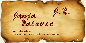 Janja Malović vizit kartica